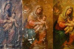 Madonna col Bambino restauro dipinto prima durante dopo l'intervento