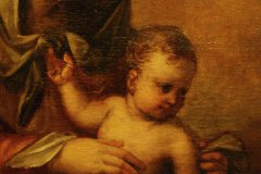 Restauro dipinto su tela particolare Madonna col Bambino